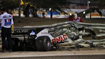 Romain Grosjean reunited with helmet from horror Bahrain crash