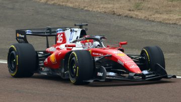 Lewis Hamilton looks on as Charles Leclerc gives new Ferrari GP circuit debut - watch